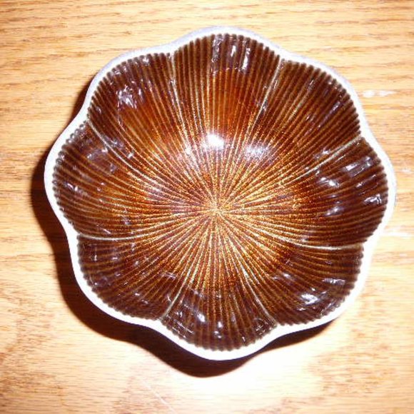 Nambe Accents Vintage Nambe Style Metal Enamel Bowl Browngold Mid Century Modern Candy Dish